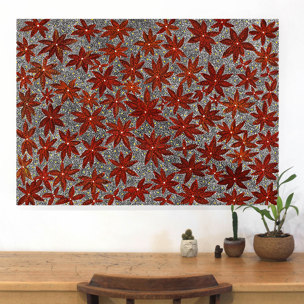 Aboriginal Artwork by Reanne Nampijinpa Brown, Pamapardu Jukurrpa (Flying Ant Dreaming) - Warntungurru, 107x76cm