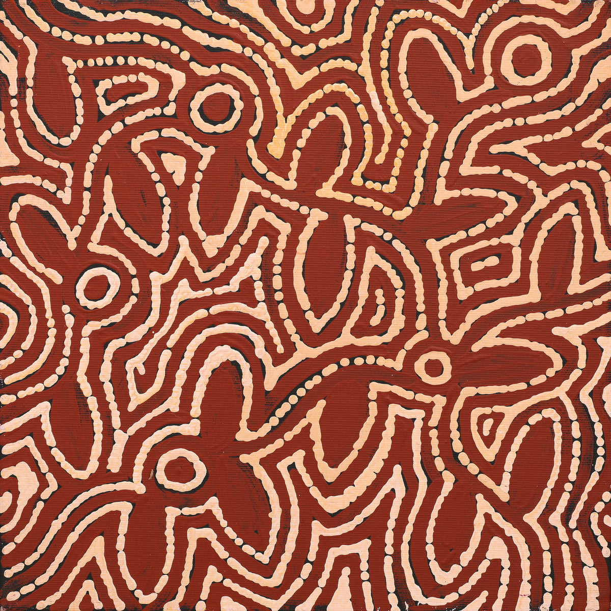 Aboriginal Artwork by Reanne Nampijinpa Brown, Pamapardu Jukurrpa (Flying Ant Dreaming) - Warntungurru, 30x30cm