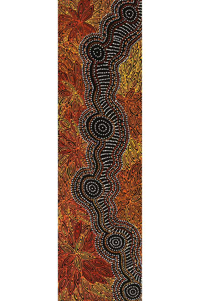 Aboriginal Artwork by Reanne Nampijinpa Brown, Ngapa Jukurrpa (Water Dreaming) - Mikanji, 107x30cm