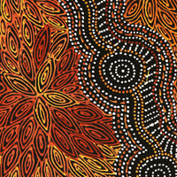 Aboriginal Artwork by Reanne Nampijinpa Brown, Ngapa Jukurrpa (Water Dreaming) - Mikanji, 107x30cm