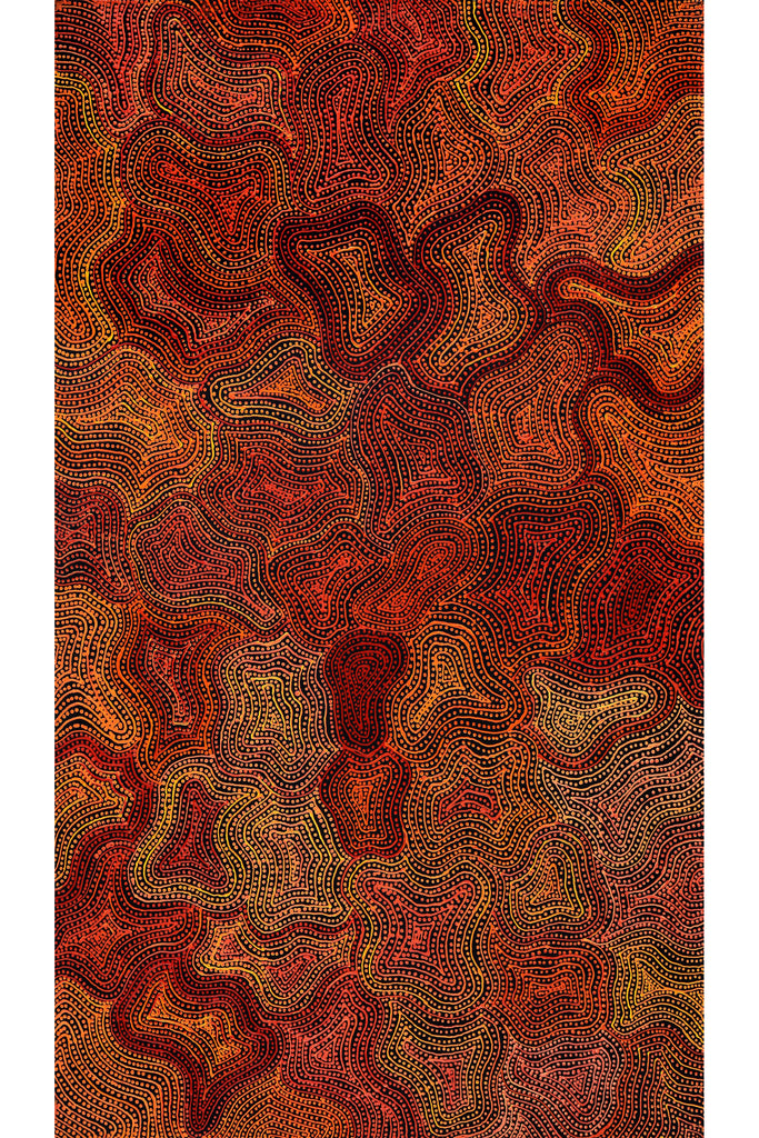 Aboriginal Artwork by Reanne Nampijinpa Brown, Ngapa Jukurrpa (Water Dreaming) - Mikanji, 107x61cm