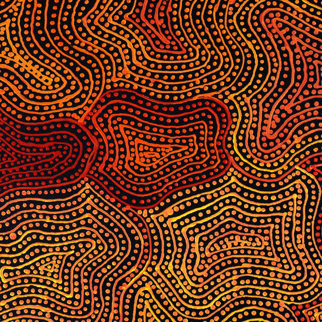 Aboriginal Artwork by Reanne Nampijinpa Brown, Ngapa Jukurrpa (Water Dreaming) - Mikanji, 107x61cm