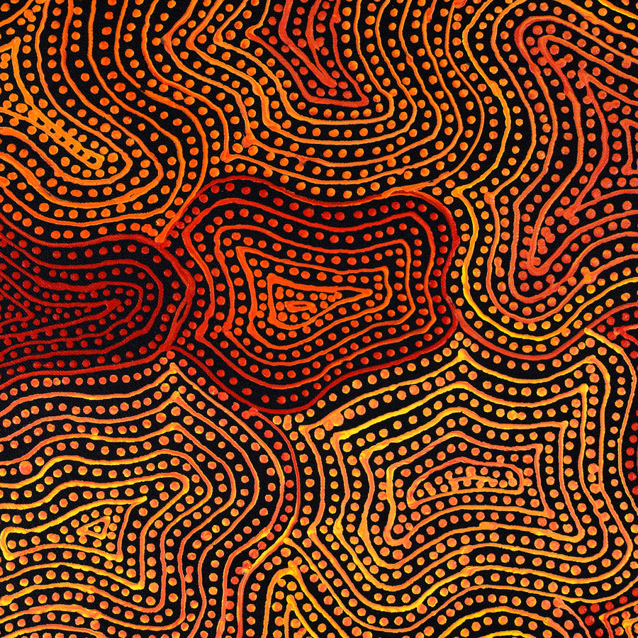Aboriginal Artwork by Reanne Nampijinpa Brown, Ngapa Jukurrpa (Water Dreaming) - Mikanji, 107x61cm