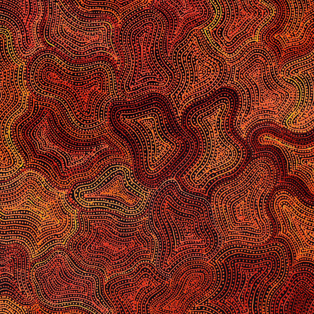 Aboriginal Artwork by Reanne Nampijinpa Brown, Ngapa Jukurrpa (Water Dreaming) - Mikanji, 107x61cm