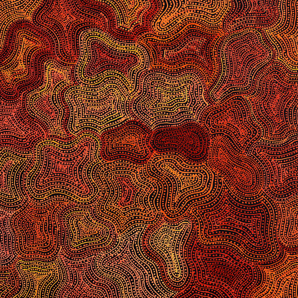 Aboriginal Artwork by Reanne Nampijinpa Brown, Ngapa Jukurrpa (Water Dreaming) - Mikanji, 107x61cm - ART ARK®