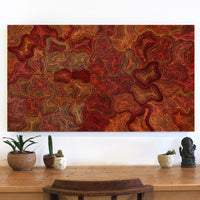 Aboriginal Artwork by Reanne Nampijinpa Brown, Ngapa Jukurrpa (Water Dreaming) - Mikanji, 107x61cm