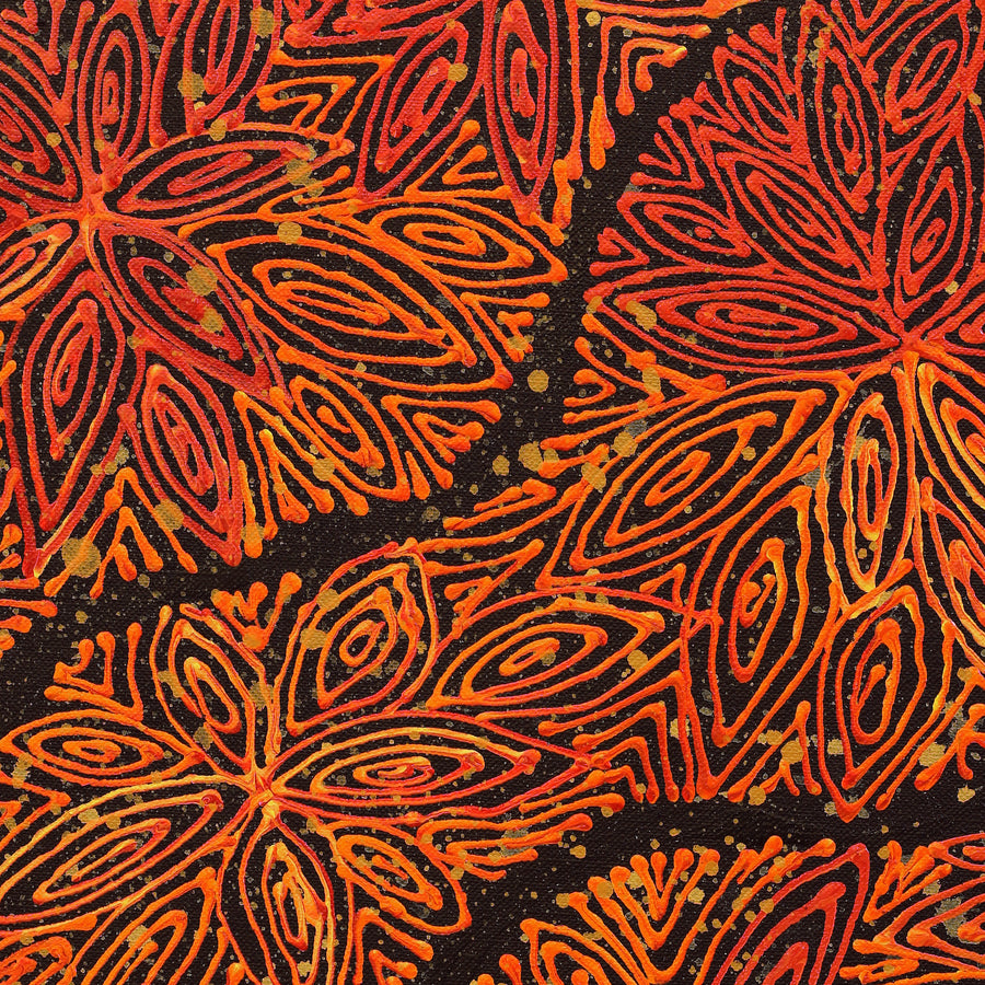 Aboriginal Artwork by Reanne Nampijinpa Brown, Ngapa Jukurrpa (Water Dreaming) - Mikanji, 107x91cm