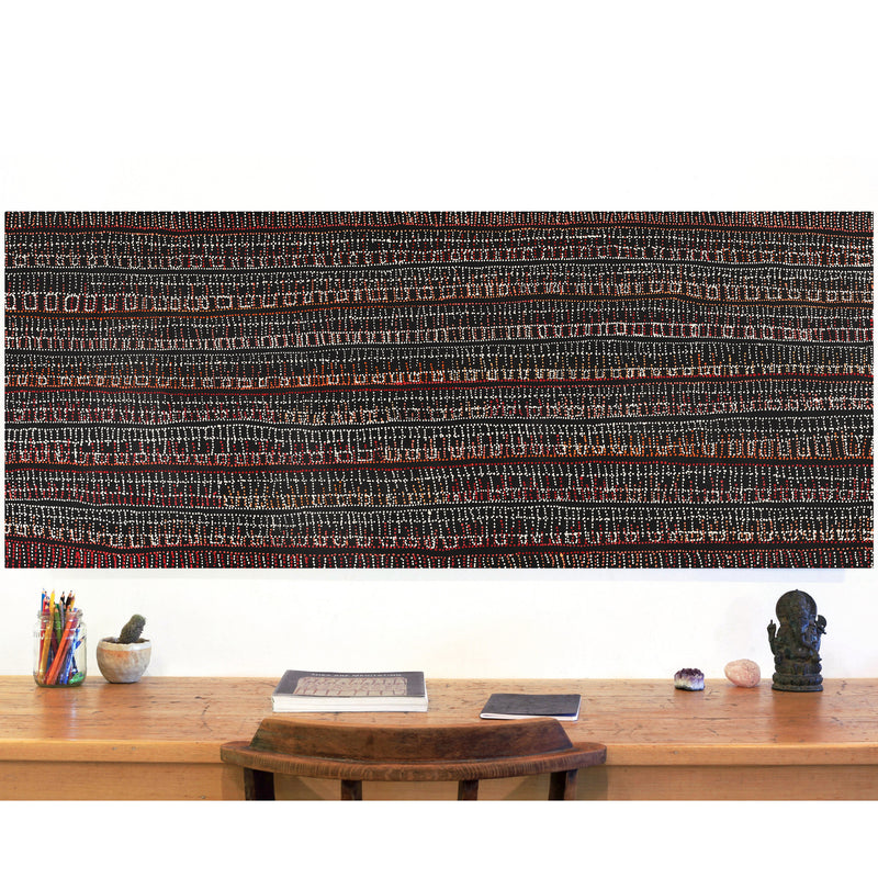 Aboriginal Artwork by Reanne Nampijinpa Brown, Pamapardu Jukurrpa (Flying Ant Dreaming) - Warntungurru, 152x61cm