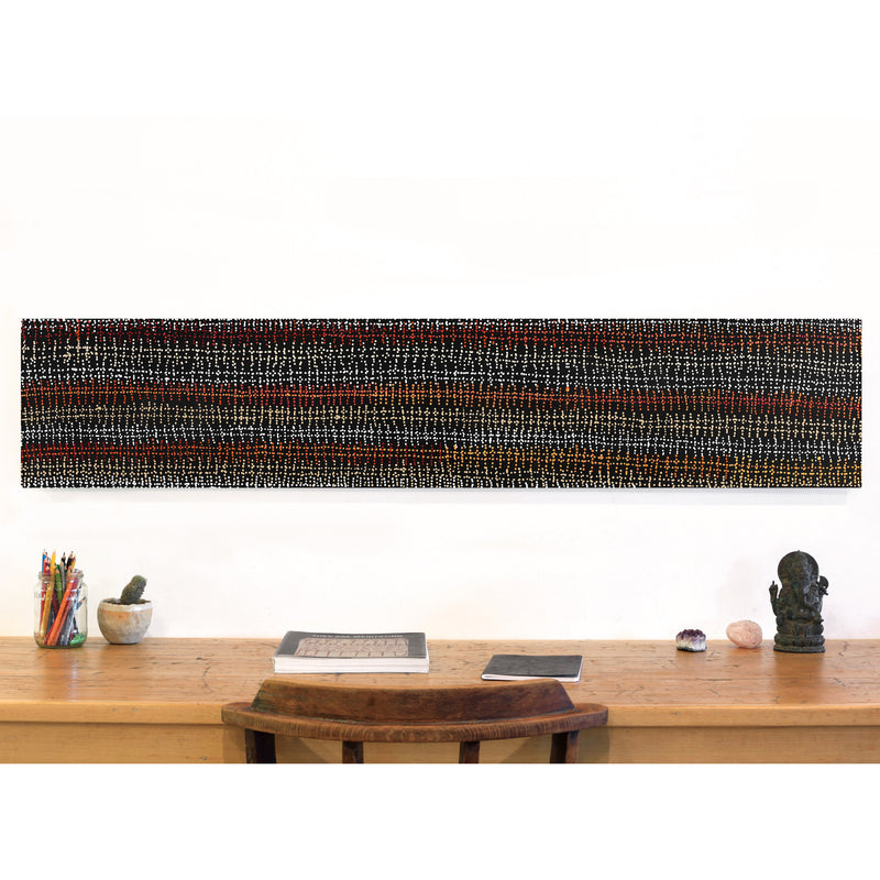 Aboriginal Artwork by Reanne Nampijinpa Brown, Pamapardu Jukurrpa (Flying Ant Dreaming) - Warntungurru, 152x30cm