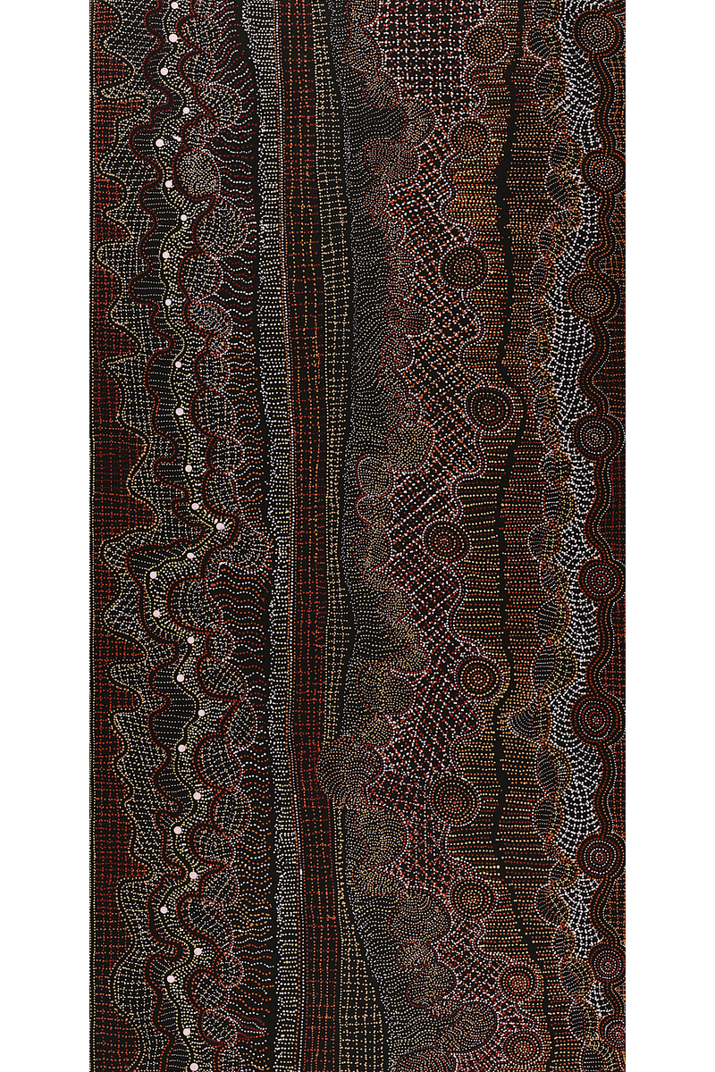 Aboriginal Art by Reanne Nampijinpa Brown, Pamapardu Jukurrpa (Flying Ant Dreaming) - Warntungurru, 183x91cm - ART ARK®