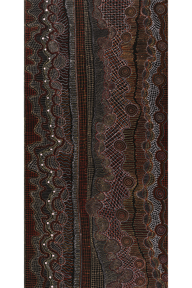 Aboriginal Artwork by Reanne Nampijinpa Brown, Pamapardu Jukurrpa (Flying Ant Dreaming) - Warntungurru, 183x91cm