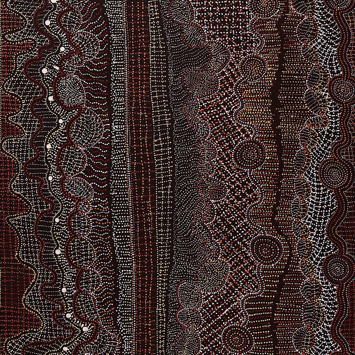 Aboriginal Art by Reanne Nampijinpa Brown, Pamapardu Jukurrpa (Flying Ant Dreaming) - Warntungurru, 183x91cm - ART ARK®