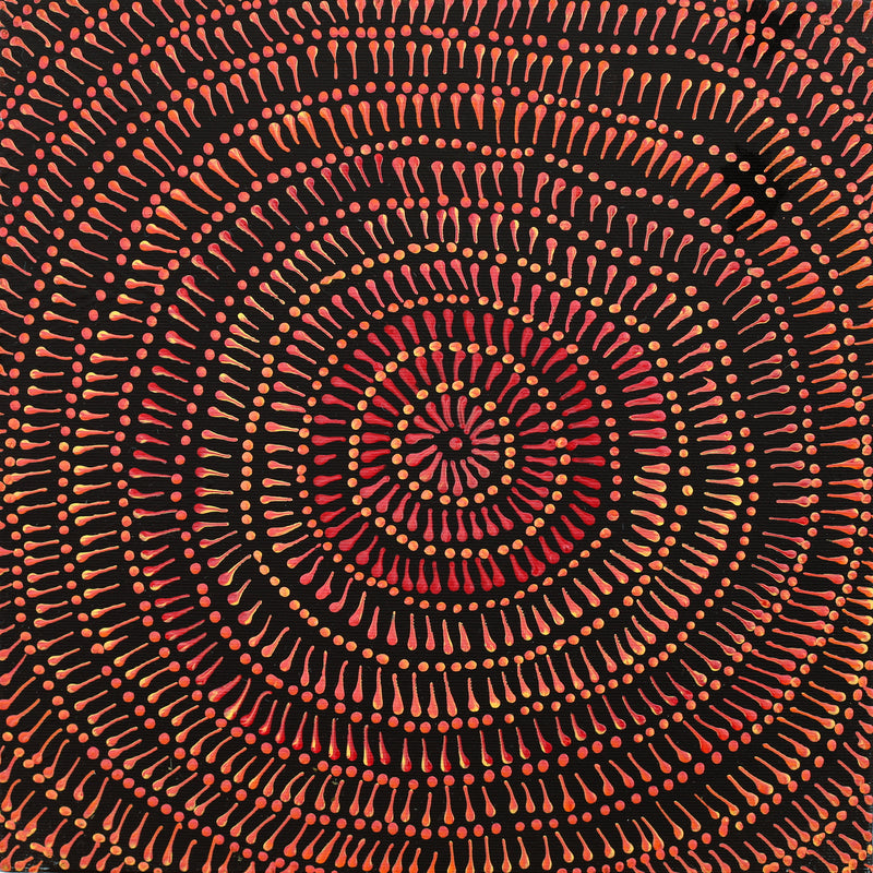 Aboriginal Artwork by Reanne Nampijinpa Brown, Ngapa Jukurrpa (Water Dreaming) - Mikanji, 30x30cm