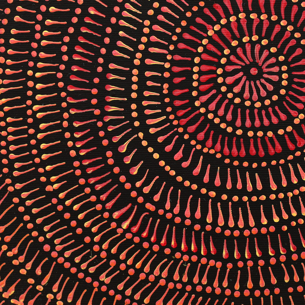 Aboriginal Artwork by Reanne Nampijinpa Brown, Ngapa Jukurrpa (Water Dreaming) - Mikanji, 30x30cm