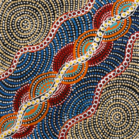 Aboriginal Artwork by Reanne Nampijinpa Brown, Ngapa Jukurrpa (Water Dreaming) - Mikanji, 30x30cm
