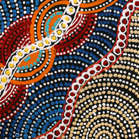 Aboriginal Artwork by Reanne Nampijinpa Brown, Ngapa Jukurrpa (Water Dreaming) - Mikanji, 30x30cm