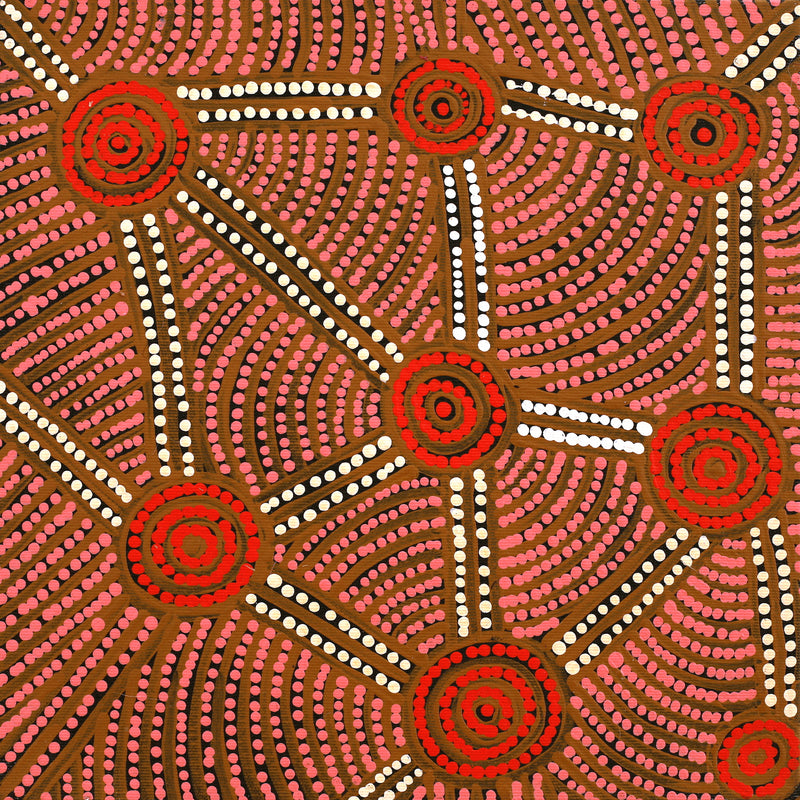 Aboriginal Artwork by Reanne Nampijinpa Brown, Pamapardu Jukurrpa (Flying Ant Dreaming) - Warntungurru, 30x30cm