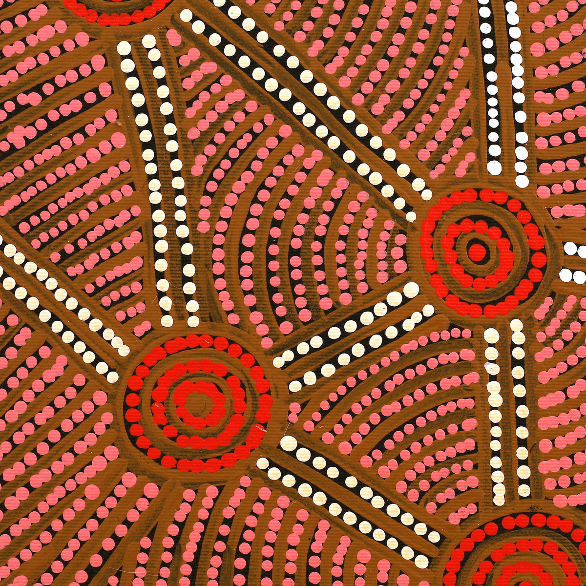 Aboriginal Art by Reanne Nampijinpa Brown, Pamapardu Jukurrpa (Flying Ant Dreaming) - Warntungurru, 30x30cm - ART ARK®