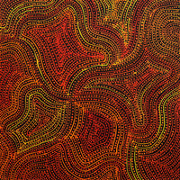 Aboriginal Artwork by Reanne Nampijinpa Brown, Ngapa Jukurrpa (Water Dreaming) - Mikanji, 40x40cm