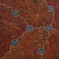 Aboriginal Artwork by Reanne Nampijinpa Brown, Ngapa Jukurrpa (Water Dreaming) - Mikanji, 40x40cm