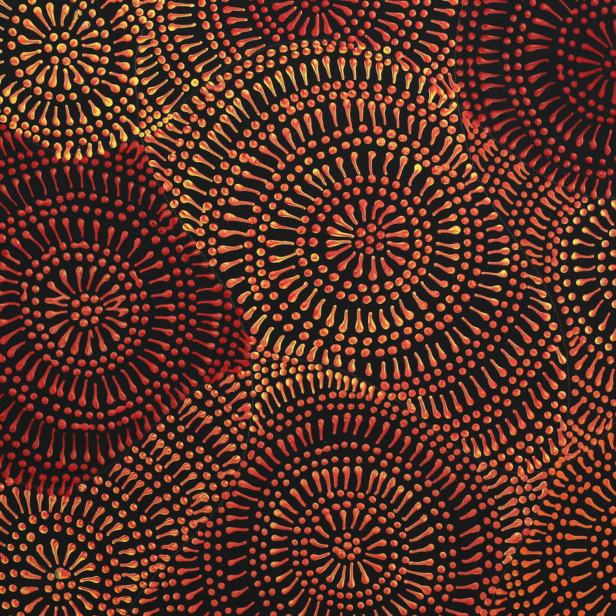 Aboriginal Artwork by Reanne Nampijinpa Brown, Ngapa Jukurrpa (Water Dreaming) - Mikanji, 40x40cm