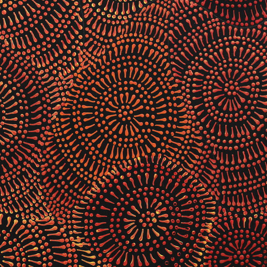 Aboriginal Artwork by Reanne Nampijinpa Brown, Ngapa Jukurrpa (Water Dreaming) - Mikanji, 40x40cm