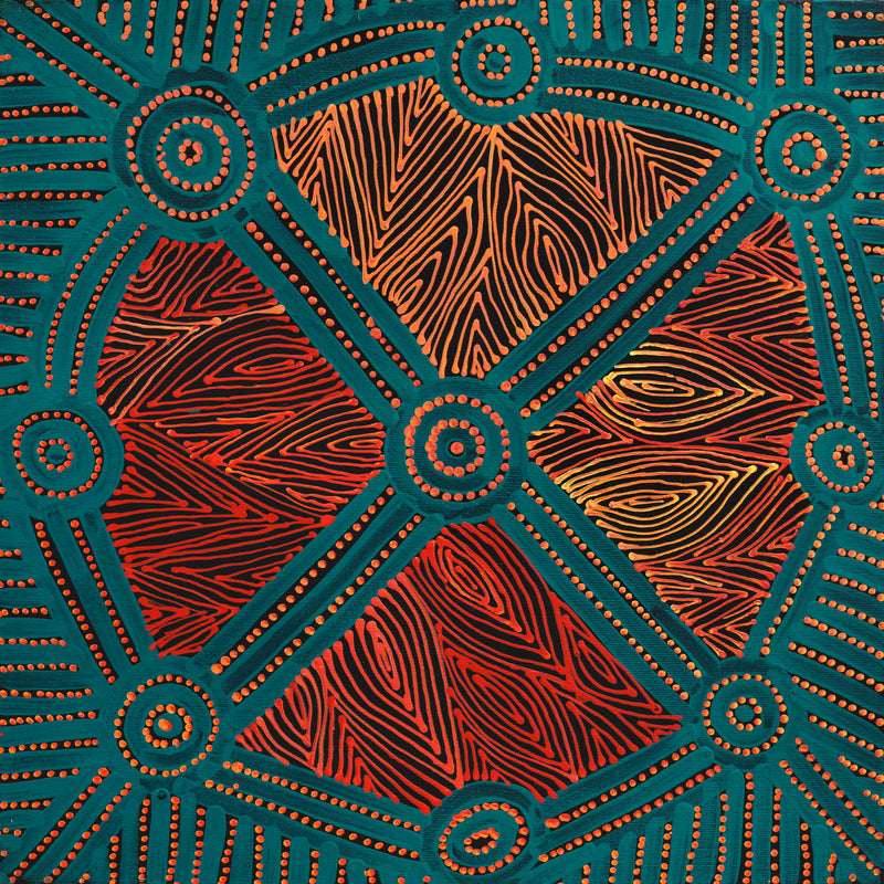 Aboriginal Artwork by Reanne Nampijinpa Brown, Pamapardu Jukurrpa (Flying Ant Dreaming) - Warntungurru, 40x40cm