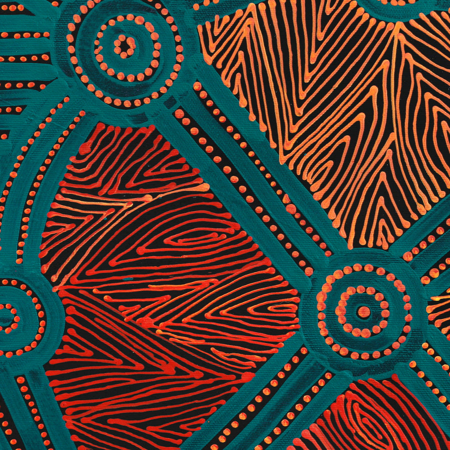 Aboriginal Artwork by Reanne Nampijinpa Brown, Pamapardu Jukurrpa (Flying Ant Dreaming) - Warntungurru, 40x40cm