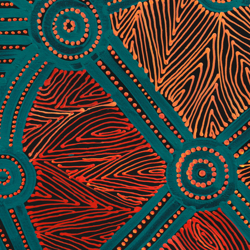 Aboriginal Artwork by Reanne Nampijinpa Brown, Pamapardu Jukurrpa (Flying Ant Dreaming) - Warntungurru, 40x40cm