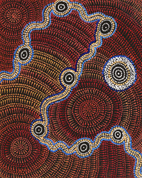 Aboriginal Artwork by Reanne Nampijinpa Brown, Ngapa Jukurrpa (Water Dreaming) - Mikanji, 50x40cm