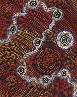 Aboriginal Art by Reanne Nampijinpa Brown, Ngapa Jukurrpa (Water Dreaming) - Mikanji, 50x40cm - ART ARK®