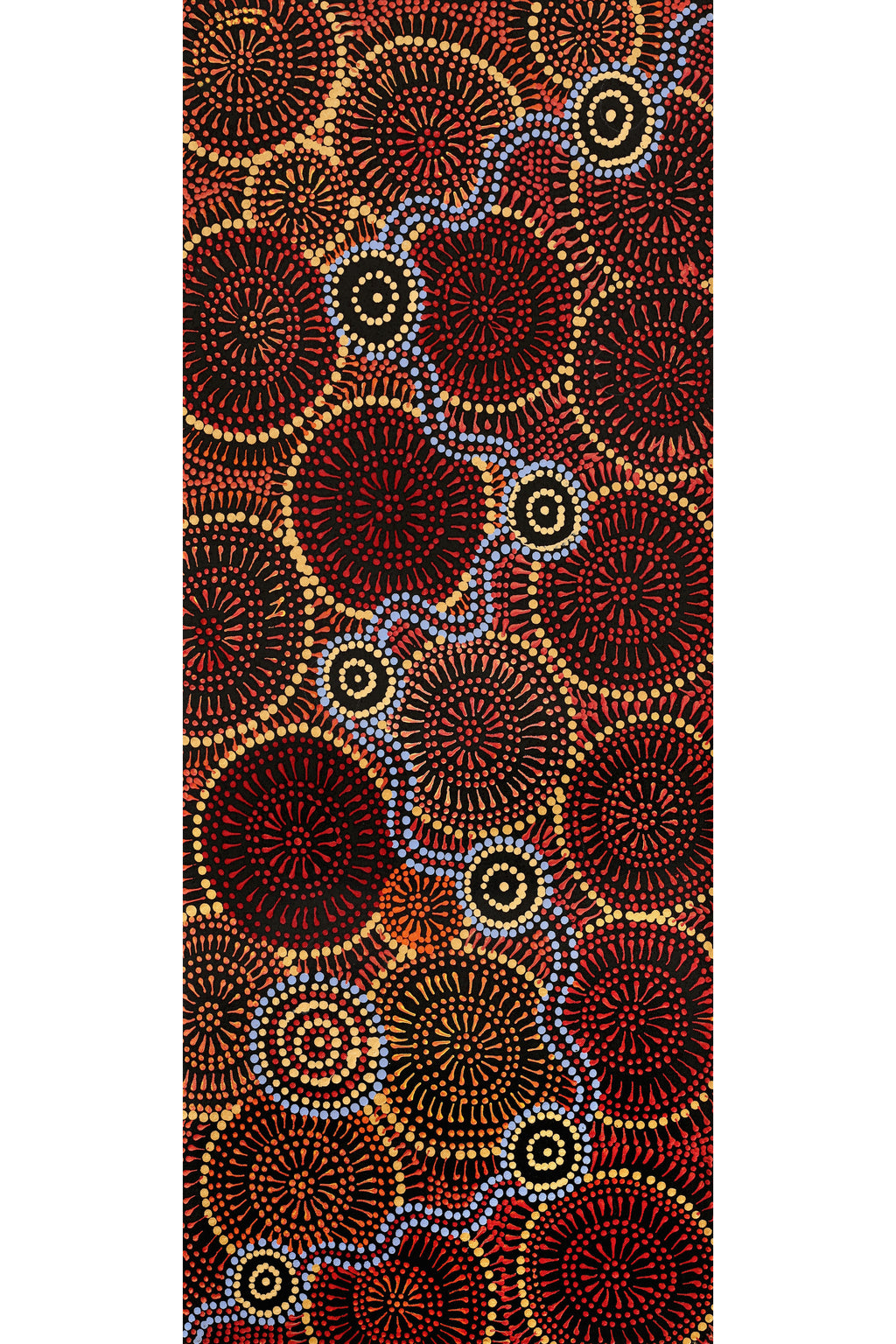 Aboriginal Artwork by Reanne Nampijinpa Brown, Ngapa Jukurrpa (Water Dreaming) - Mikanji, 76x30cm