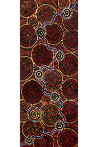 Aboriginal Artwork by Reanne Nampijinpa Brown, Ngapa Jukurrpa (Water Dreaming) - Mikanji, 76x30cm