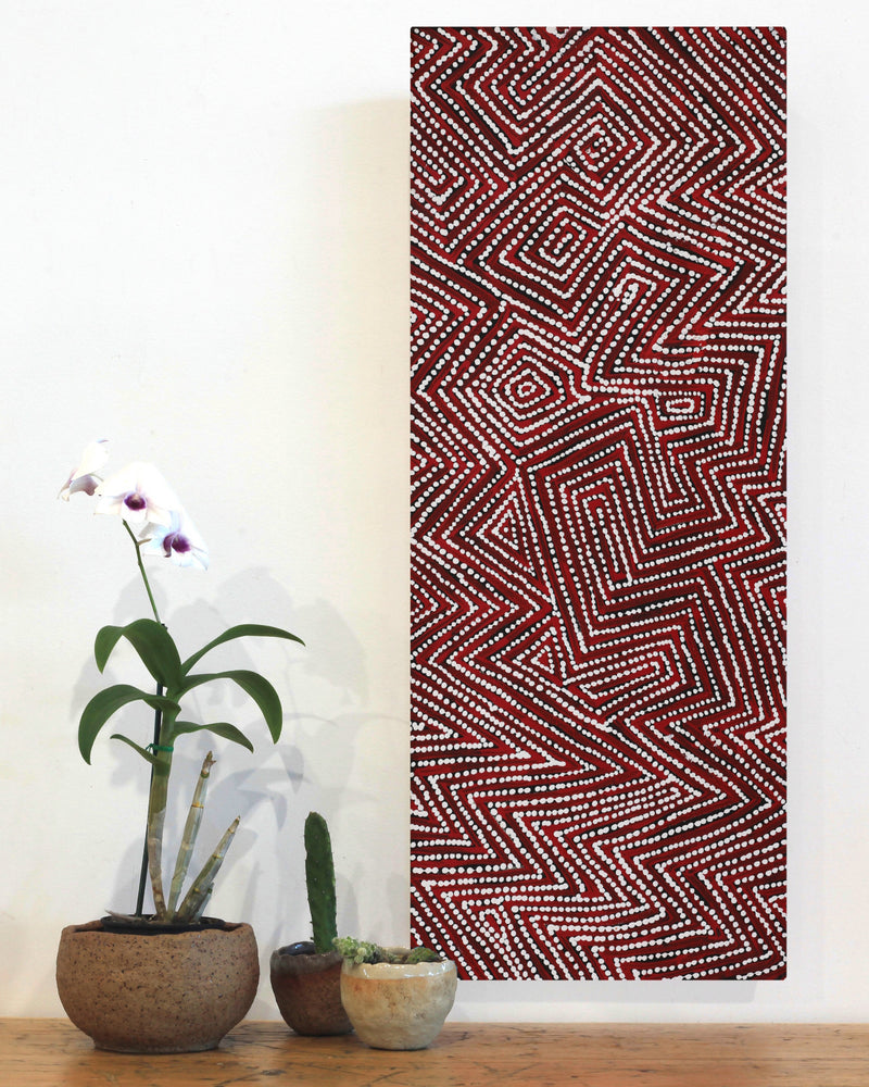 Aboriginal Artwork by Reanne Nampijinpa Brown, Pamapardu Jukurrpa (Flying Ant Dreaming) - Warntungurru, 76x30cm