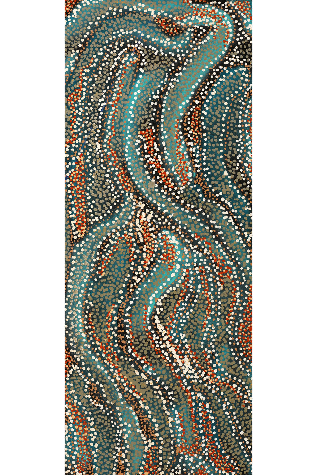 Aboriginal Artwork by Reanne Nampijinpa Brown, Ngapa Jukurrpa (Water Dreaming) - Mikanji, 76x30cm
