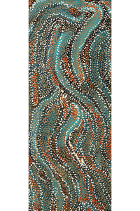 Aboriginal Artwork by Reanne Nampijinpa Brown, Ngapa Jukurrpa (Water Dreaming) - Mikanji, 76x30cm