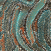 Aboriginal Artwork by Reanne Nampijinpa Brown, Ngapa Jukurrpa (Water Dreaming) - Mikanji, 76x30cm