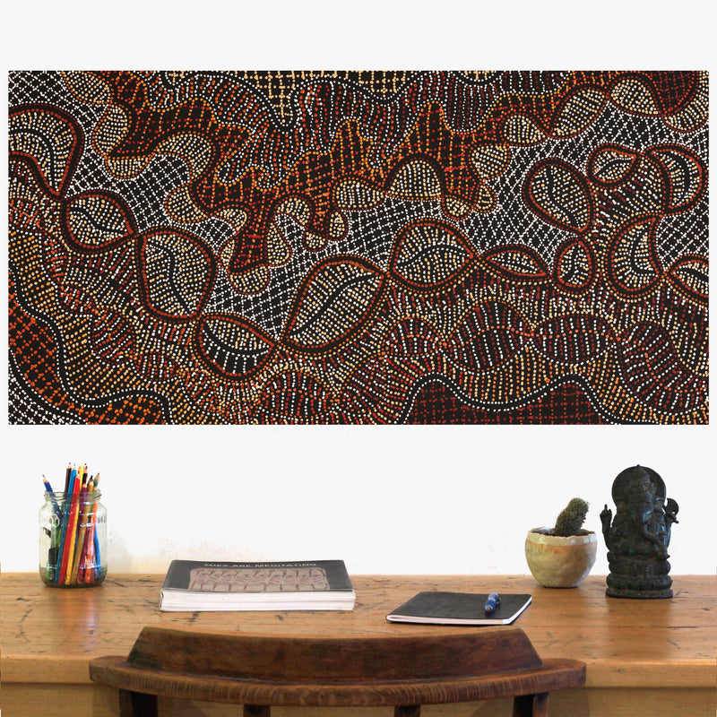Aboriginal Artwork by Reanne Nampijinpa Brown, Pamapardu Jukurrpa (Flying Ant Dreaming) - Warntungurru, 91x46cm