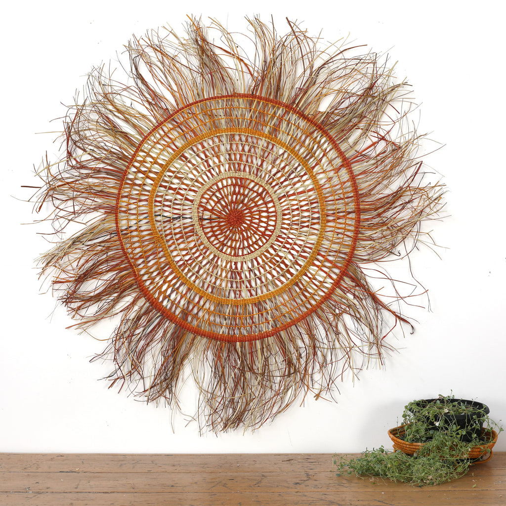 Aboriginal Artwork by Rebecca Buwarr Baker, Woven Mat, 110cm