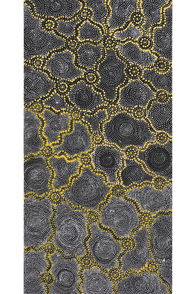 Aboriginal Artwork by Renelle Napanangka McCormack, Pikilyi Jukurrpa (Vaugn Springs Dreaming), 91x46cm