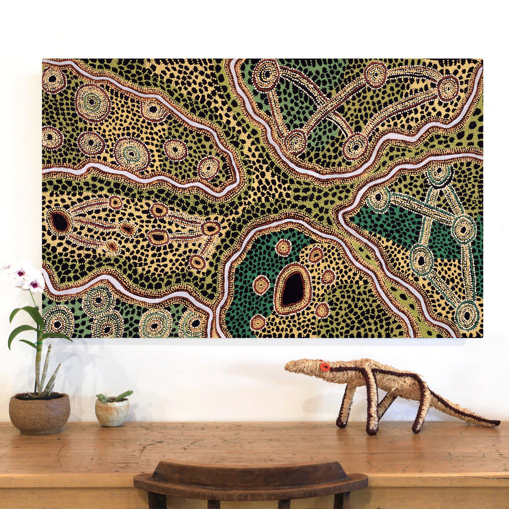 Aboriginal Artwork by Renita Stanley, Minyma Kutjara Wingellina, 120x76cm