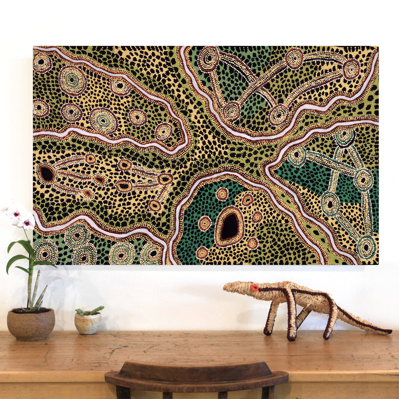 Aboriginal Artwork by Renita Stanley, Minyma Kutjara Wingellina, 120x76cm