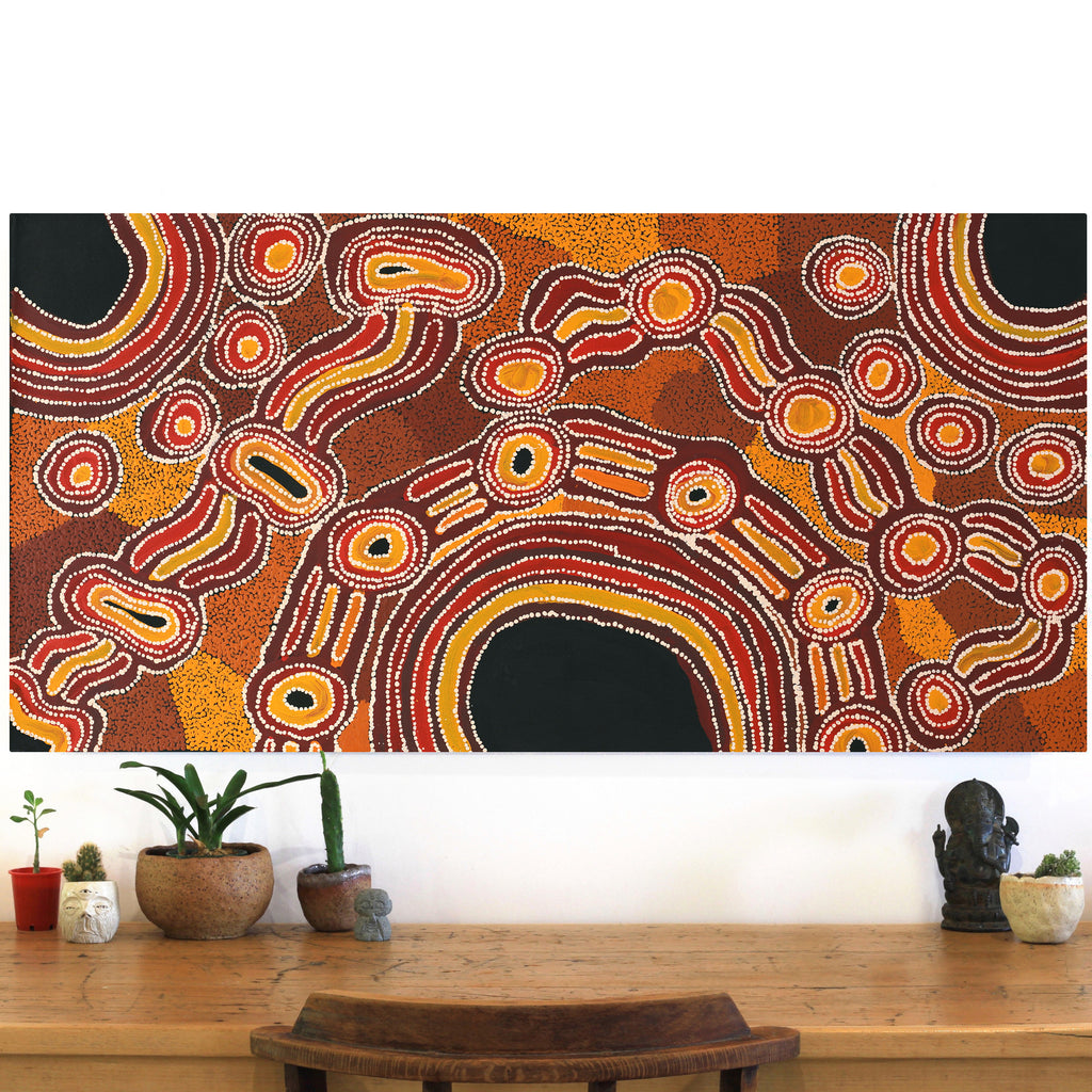 Aboriginal Artwork by Renita Stanley, Minyma Kutjara Tjukurpa, 122x60cm