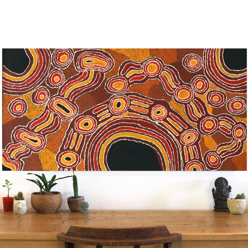 Aboriginal Artwork by Renita Stanley, Minyma Kutjara Tjukurpa, 122x60cm