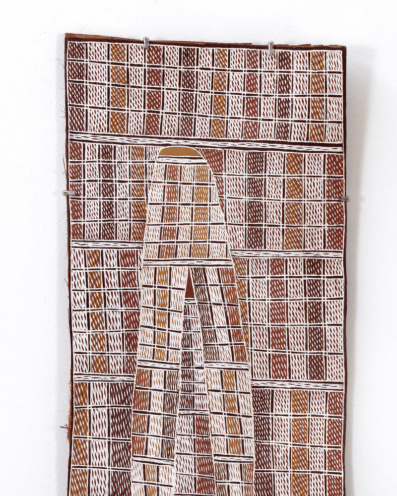 Aboriginal Artwork by Rerrkirrwaŋa Munuŋgurr, Djukurr, 75x31cm Bark
