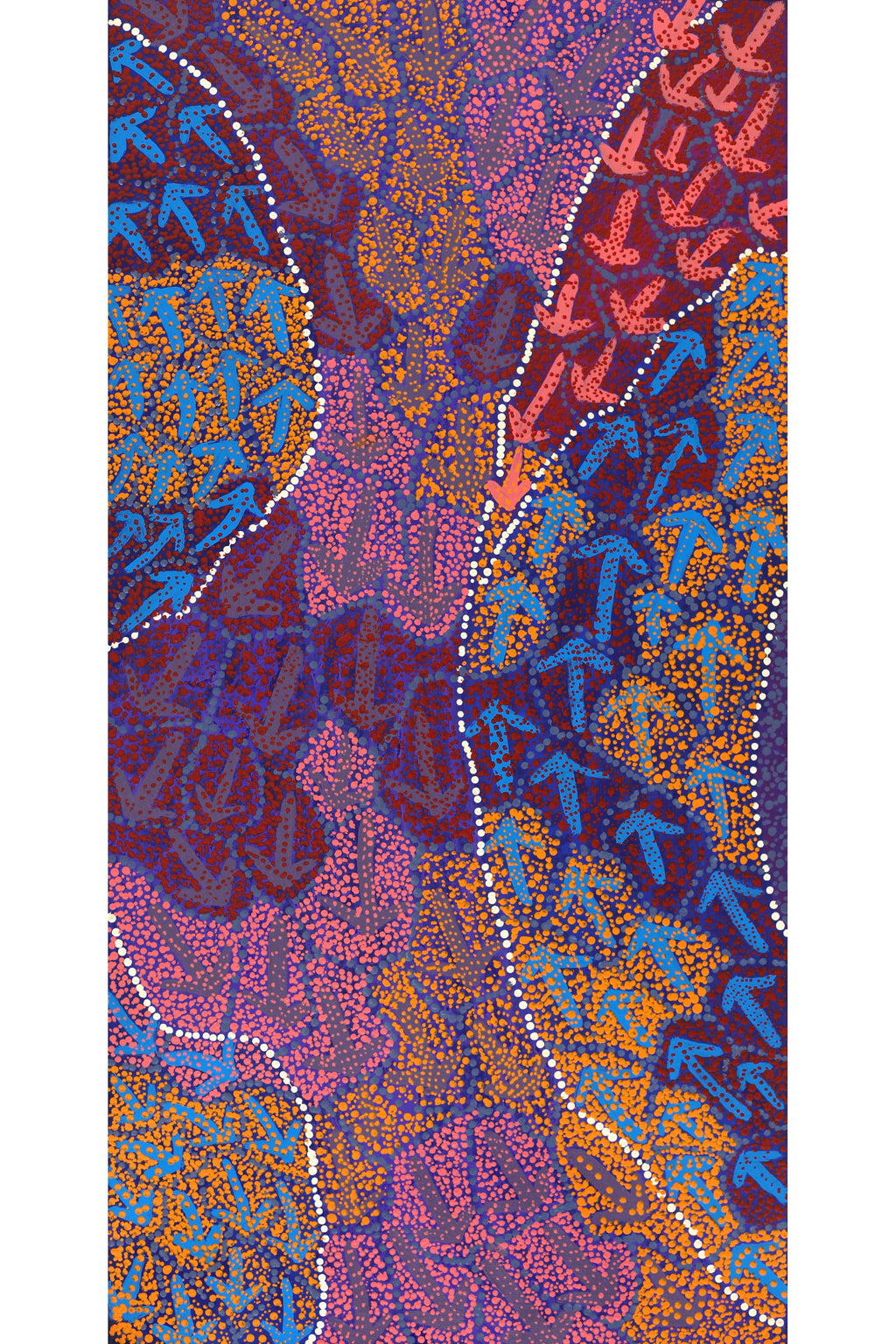 Aboriginal Artwork by Ricardo Jampijinpa Gallagher, Yankirri Jukurrpa (Emu Dreaming) - Ngarlikurlangu, 91x46cm