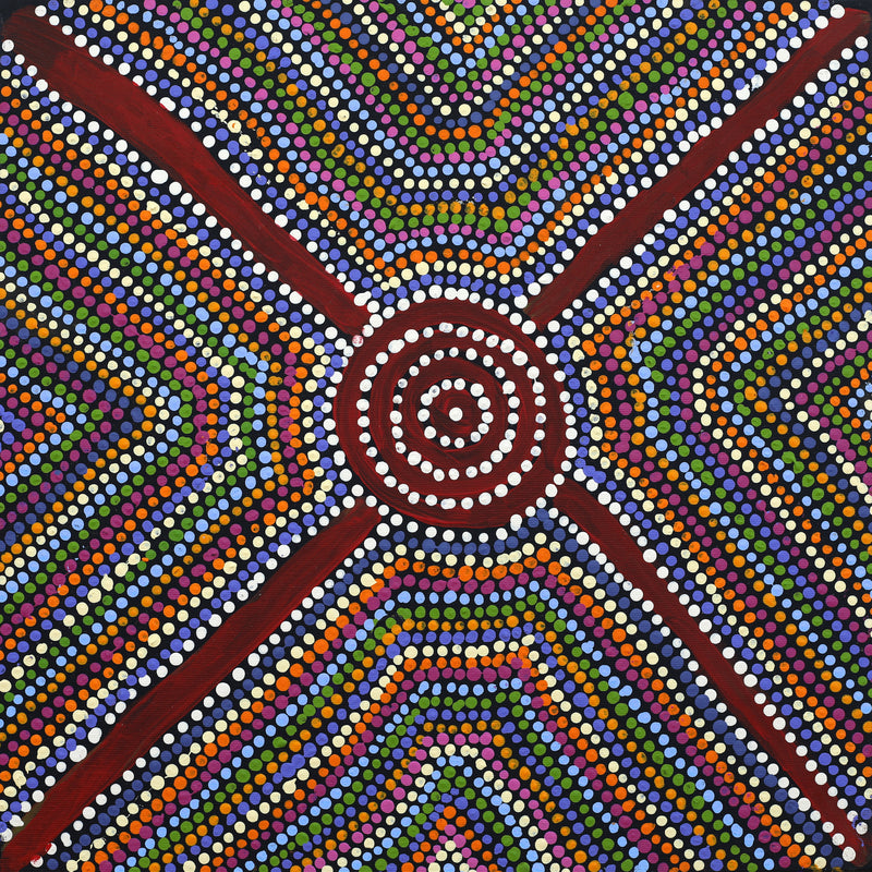 Aboriginal Artwork by Richard Japanangka Frank, Lukarrara Jukurrpa, 40x40cm