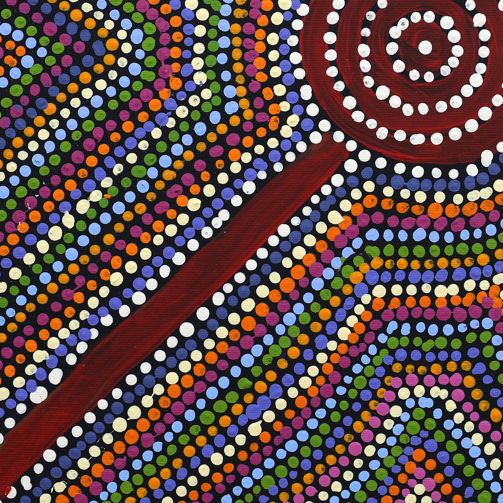 Aboriginal Artwork by Richard Japanangka Frank, Lukarrara Jukurrpa, 40x40cm