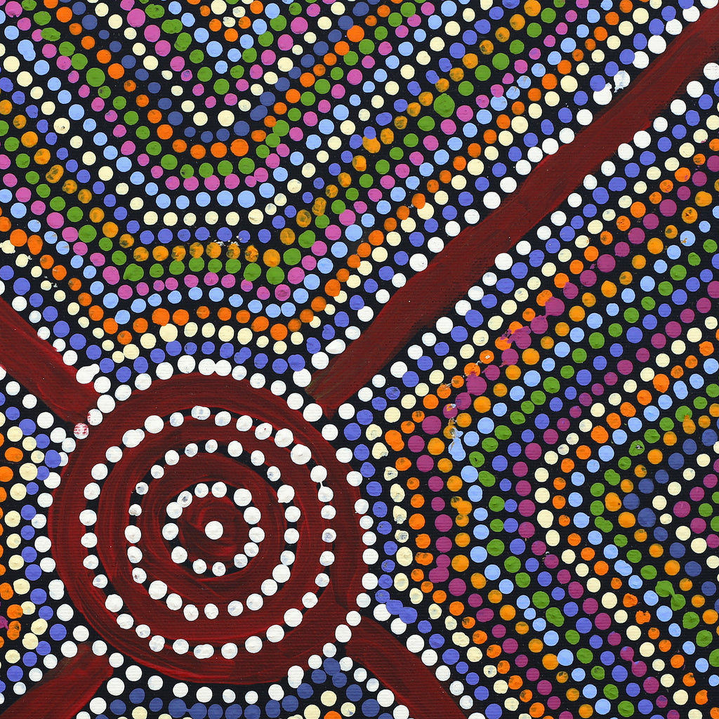 Aboriginal Art by Richard Japanangka Frank, Lukarrara Jukurrpa, 40x40cm - ART ARK®