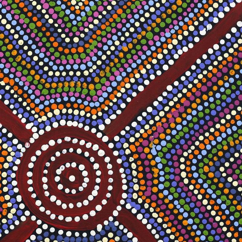 Aboriginal Artwork by Richard Japanangka Frank, Lukarrara Jukurrpa, 40x40cm